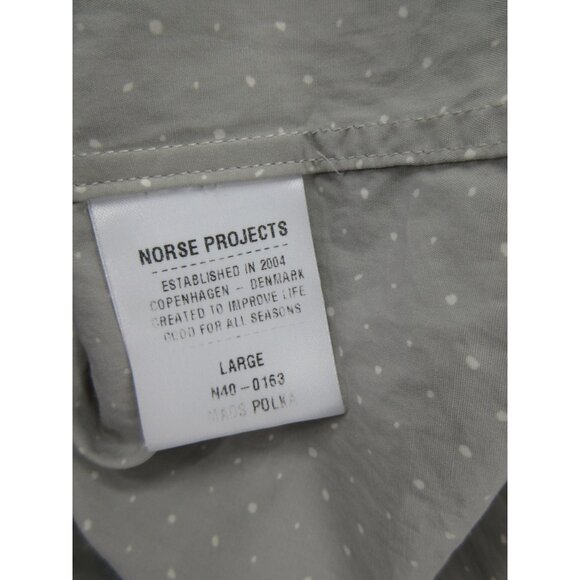 Nors e Projects Shirt Large Button Down Polka Dots Pocket Classic * - Picture 10 of 12